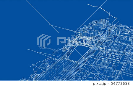 Outline city concept. Wire-frame style Outline city concept. Wire-frame style 54772658