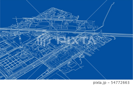 Outline city concept. Wire-frame style 54772663