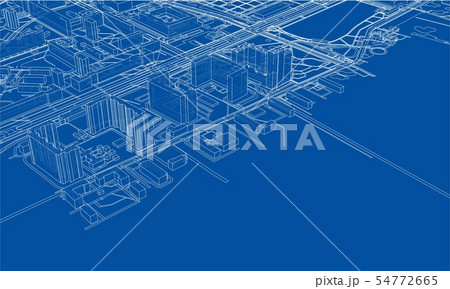 Outline city concept. Wire-frame style 54772665
