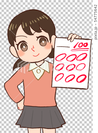 Child proud of 100 points - Stock Illustration [54775642] - PIXTA