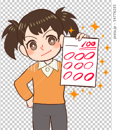 A child proud of 100 points 54776285