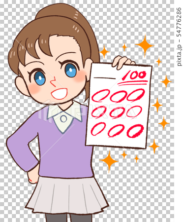 A child proud of 100 points 54776286