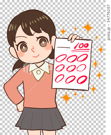 A child proud of 100 points 54776287