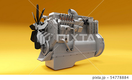 A big diesel engine with the truck depicted. 3d rendering. 54778884