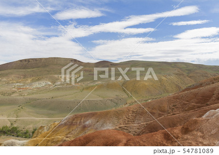 Red mountains in Kyzyl-Chin valley in Altay Red mountains in Kyzyl-Chin valley in Altay 54781089