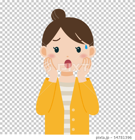 焦った顔の女性 上半身のイラスト素材