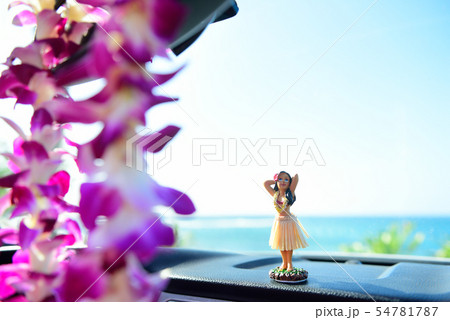 Hawaii travel car - Hula girl dancing and lei 54781787