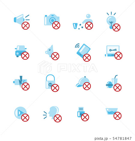 Prohibition flat icon set. Prohibition flat icon set. 54781847