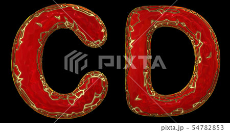 Realistic 3D letters set C, D made of gold shining metal letters. Realistic 3D letters set C, D made of gold shining metal letters. 54782853