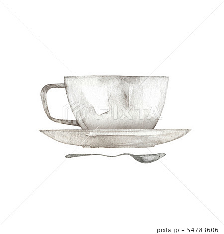 コーヒーや紅茶のカップ イラスト 水彩のイラスト素材