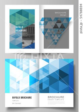 The vector layout of two A4 format cover mockups design templates for bifold brochure, magazine 54788694