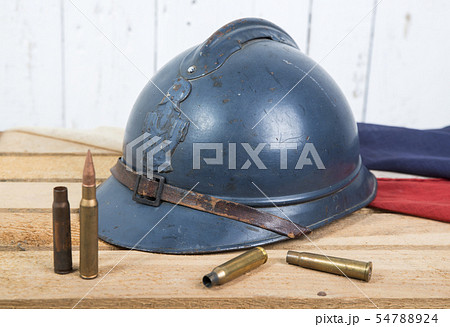 french helmet and old french flag french helmet and old french flag 54788924