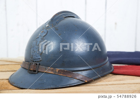 french helmet and old french flag french helmet and old french flag 54788926