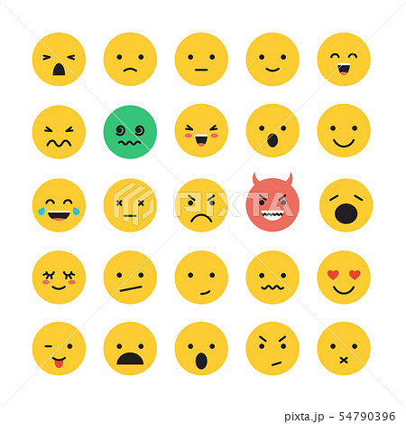 Emoticon smile face icon set vector illustration isolated on white Emoticon smile face icon set vector illustration isolated on white 54790396