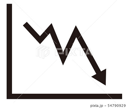 矢印 アイコン 矢 線 アップ グラフ 下 ダウン 折れ線グラフのイラスト素材