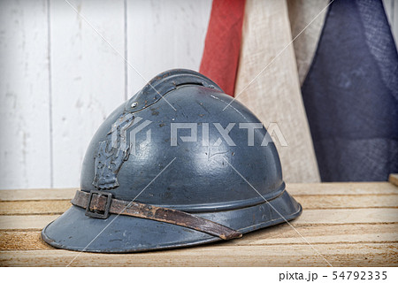 french helmet and old french flag 54792335
