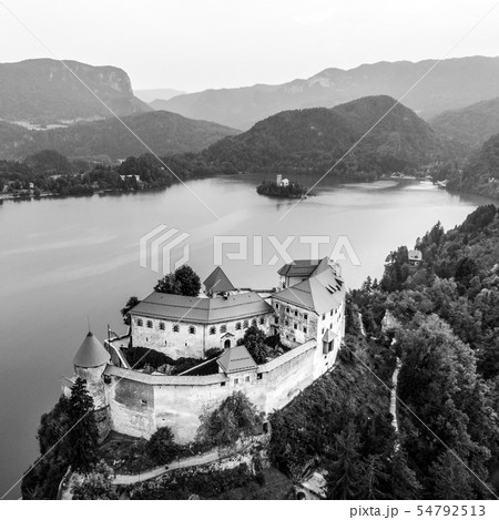 Medieval castle on Bled lake in Slovenia 54792513