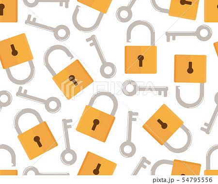 Seamless pattern of key and lock icon flat style  54795556