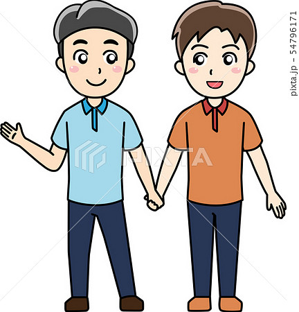 LGBT－笑顔で手をつなぐ男性カップル 54796171
