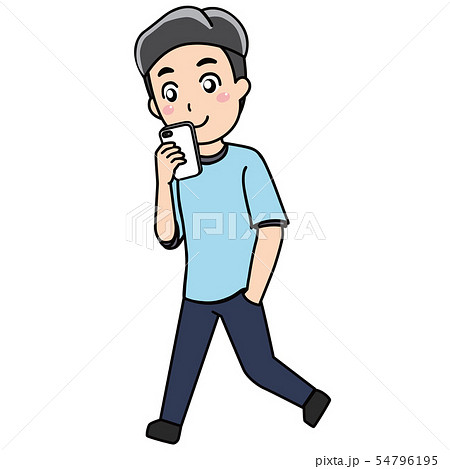 歩きスマホをする男性のイラスト素材