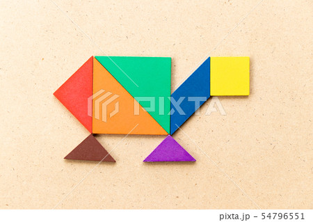 Color tangram puzzle in turtle, terrapin Color tangram puzzle in turtle, terrapin 54796551