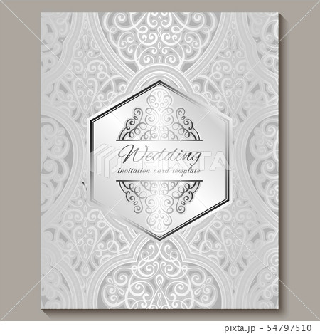 Wedding invitation card with silver shiny eastern 54797510