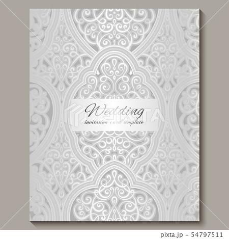 Wedding invitation card with silver shiny eastern 54797511