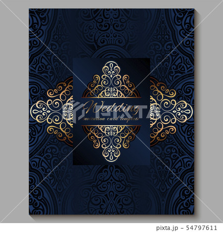 Wedding invitation card with gold shiny eastern 54797611