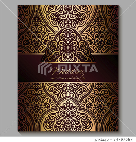 Wedding invitation card with gold shiny eastern 54797667
