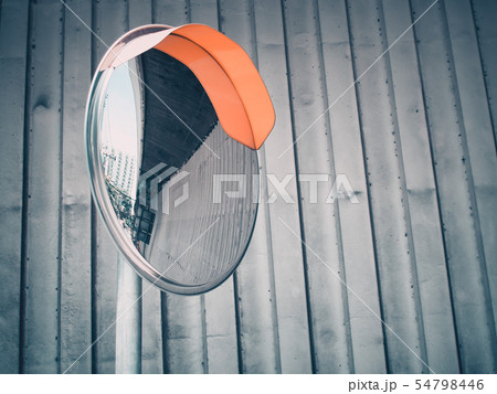 Reflections of the road from traffic convex mirror 54798446