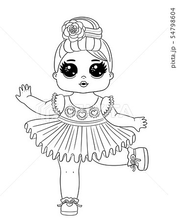 Line art baby dolls character. Cute outline... - Stock ...