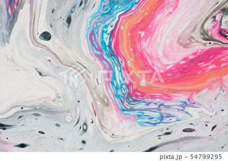 Fluid art. Abstract colorful white and pink liquid 54799295