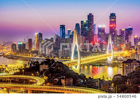 Night view of Chongqing city 54800546