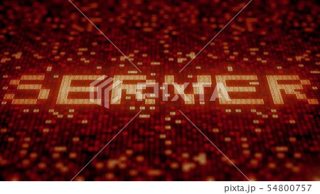 SERVER word being made with flashing hexadecimal symbols on a red screen. 3D rendering SERVER word being made with flashing hexadecimal symbols on a red screen. 3D rendering 54800757