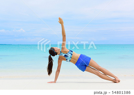Fitness woman strength training core side plank Fitness woman strength training core side plank 54801386