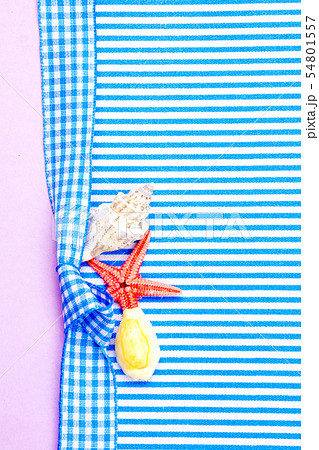 holiday gift card with blue bow and ribbon  54801557