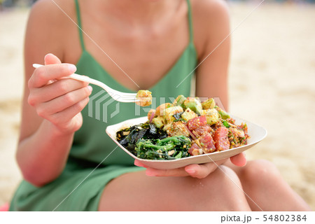 Poke bowl salad plate - a local Hawaii food dish 54802384