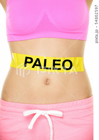 Paleo diet concept - word on stomach Paleo diet concept - word on stomach 54802597