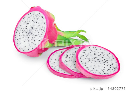 Ripe Dragon fruit, Pitaya or Pitahaya isolated on white background, fruit healthy concept 54802775
