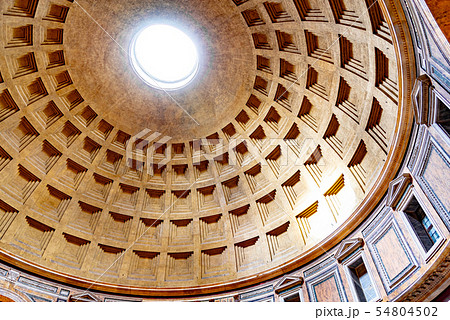 Monumental ceiling of Pantheon - church and former Roman temple, Rome, Italy 54804502