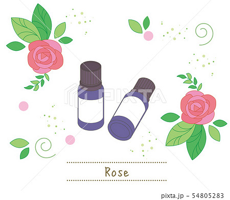 アロマテラピー 薔薇と小瓶のイラスト素材