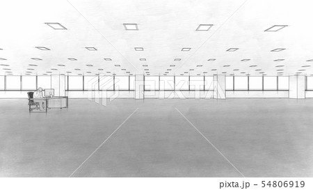 オフィス 一人 リアル モノクロ CG5 54806919