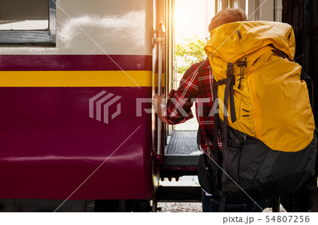 Young traveling backpacker on vacation at the 54807256
