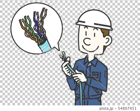 工程師1製作LAN電纜的尖端 54807451