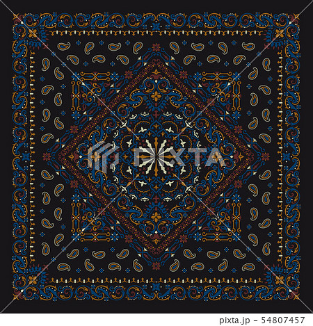 Vector ornament paisley Bandana Print. Silk neck scarf or kerchief square pattern design style, best Vector ornament paisley Bandana Print. Silk neck scarf or kerchief square pattern design style, best 54807457