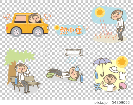 夏　熱中症　男性　 54809093