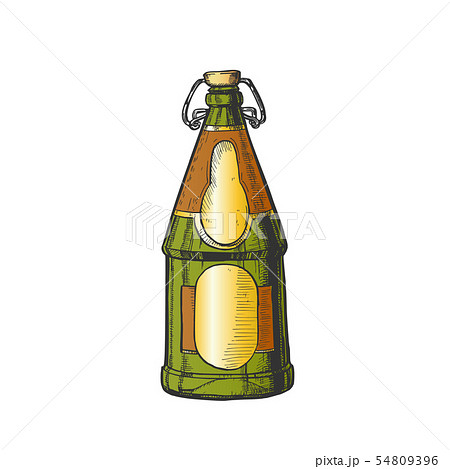 Drawn Blank Beer Bottle With Bar Stopper Color Vector 54809396