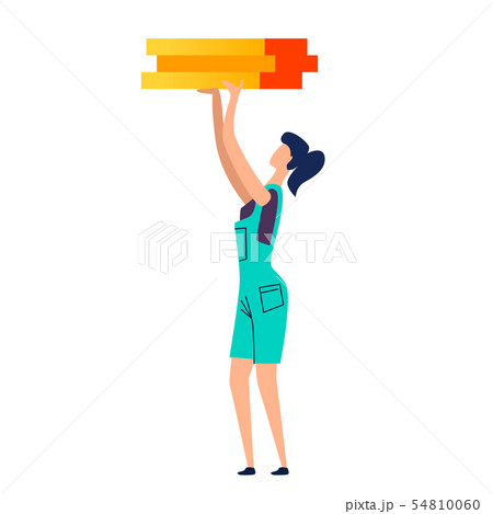 Female character moves cargo cartoon vector Female character moves cargo cartoon vector 54810060