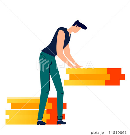 Male character moves cargo cartoon vector 54810061