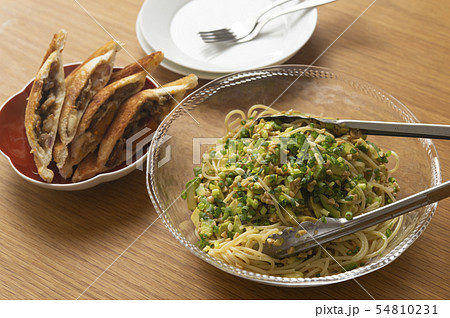 豚肉と夏野菜のホットサンド、アボカド納豆パスタ 54810231
